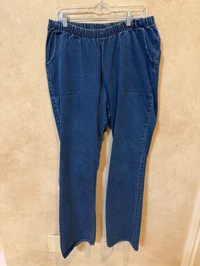 Roamans women’s plus Elastic Waist Navy Blue Pull-On Pants 20 tall